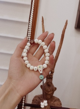 天然鹿骨手串文玩单圈镂空雕刻流苏三通南红回纹珠男女百搭手串