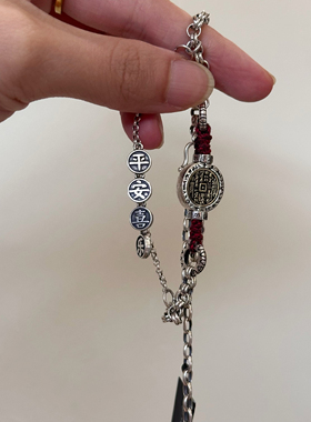 叶优里原创设计夏季脚链山鬼花钱纯银S925平安喜乐足链小众高级感