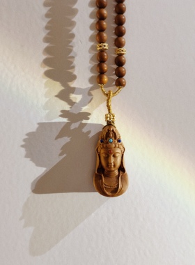 印度老山檀观音吊坠观音镶银和田玉绿松石观世音项链男女挂件