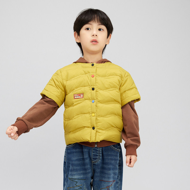 播broadcute童装羽绒服秋季新款羽绒短袖外套背心男女童KEQ3R438