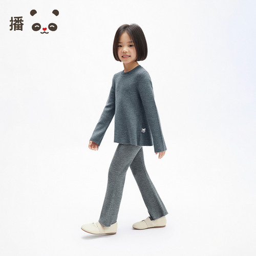 播broadcute2025春新品喇叭羊毛长裤女童KGS1KD0227 - 图1