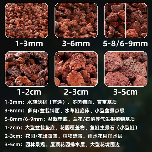 火山石颗粒养兰花蝴蝶兰多肉专用营养土透气防烂根调节园艺鱼缸底 - 图0