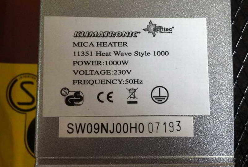 Suntec 11351 1000W 230V 50HZ 取暖器 - 图1