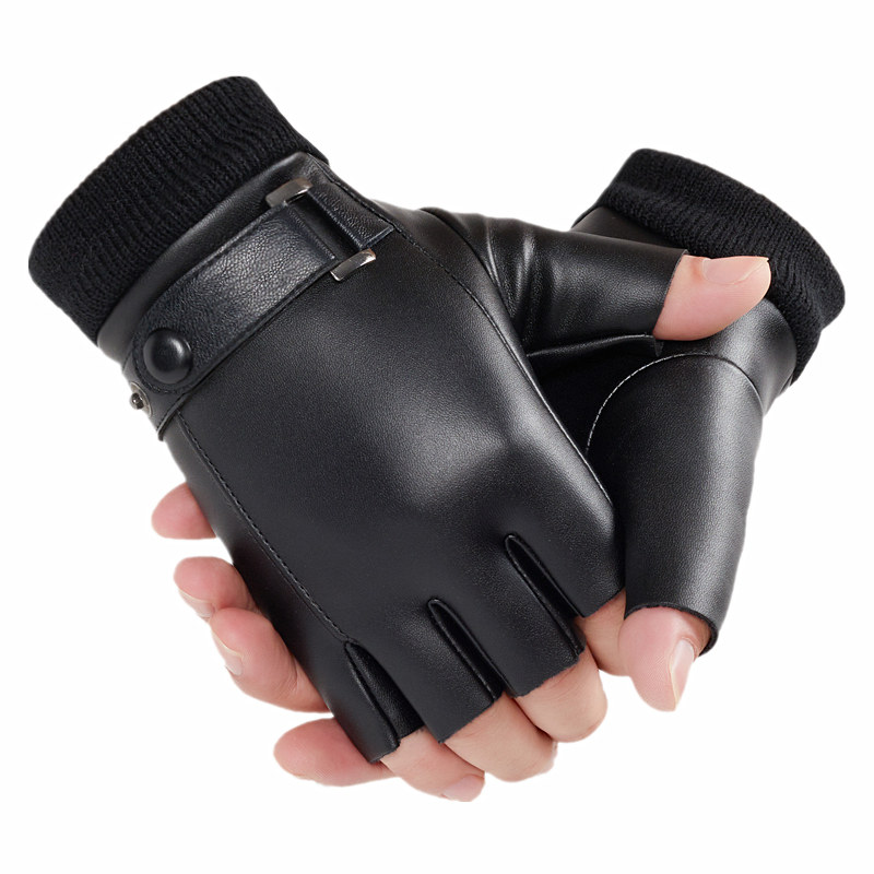 皮手套男秋冬季潮户外加绒保暖触屏骑行开车防水防滑露指半指手套,淘宝优惠券,粉丝福利购,淘宝优惠卷