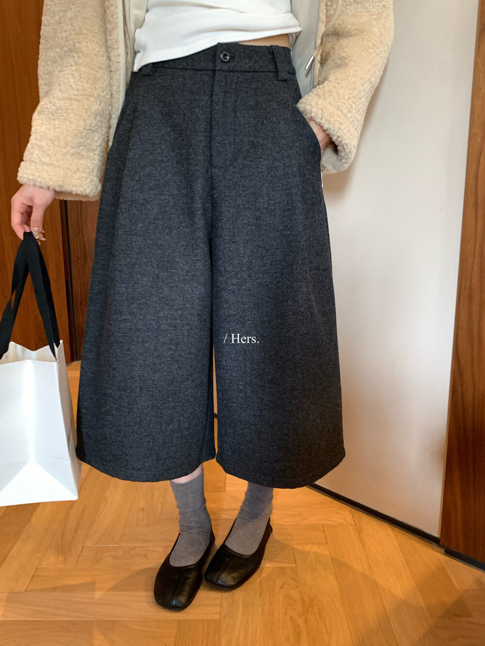 Hers韩标！冬新款简约博主调性日常百搭毛呢加绒加厚七分裤92731,淘宝优惠券,粉丝福利购,淘宝优惠卷