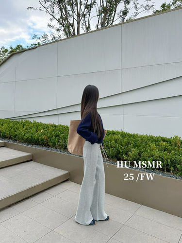 HU冬新款美式高腰显瘦休闲百搭松紧腰抽绳加绒微喇裤女C1229 - 图1