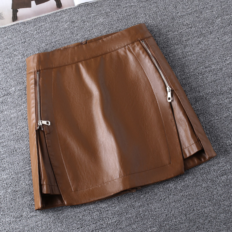 开叉女装爆款2021年秋冬pu皮短裙 佐帕莎半身裙