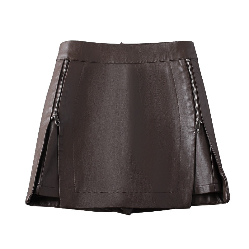 开叉女装爆款2021年秋冬pu皮短裙 佐帕莎半身裙