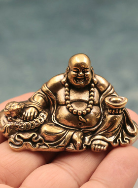 黄铜弥列佛大肚笑佛摆件