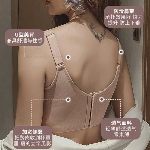 裹胸抹胸式防走光内衣女薄款无钢圈收副乳调整型大胸显小文胸夏季 - 图1