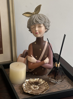 蝴蝶结泡泡女孩摆件轻奢家居