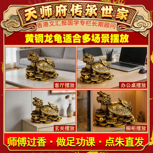 铜龙龟摆件招财八卦母子龙头龟黄铜金钱龟家居客厅办公室桌装饰品 - 图2