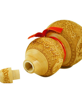 慈风阁桃木开盖招财葫芦摆件