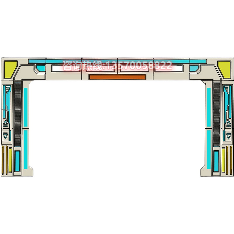 电玩城模块装饰蹦床淘气漫城游乐场门口模块设计电竞馆门口装饰-图3