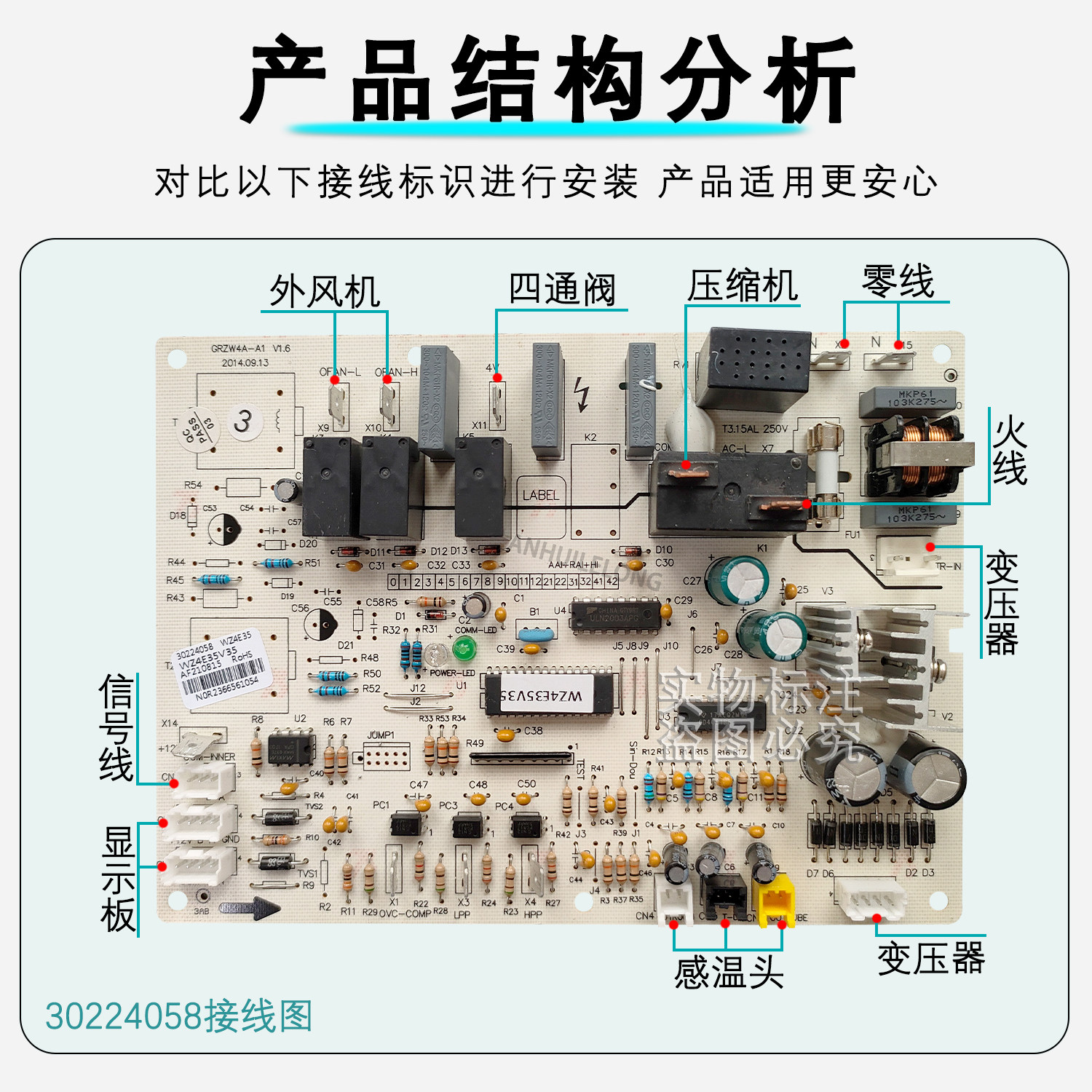 适用于3P格力吸顶机空调外主板 30224058 WZ4E35 30224057 GRZW4A