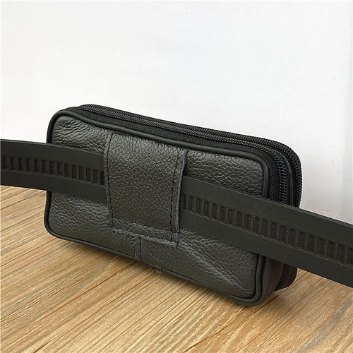 新挂腰牛皮装放手机零钱用的包男穿皮带手机袋中老年人跨腰式腰包 - 图3