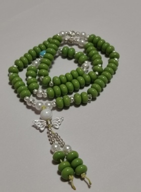 2024新爆款纯手工8m青提绿色瓷算盘珠多戴手串项链手链饰品618