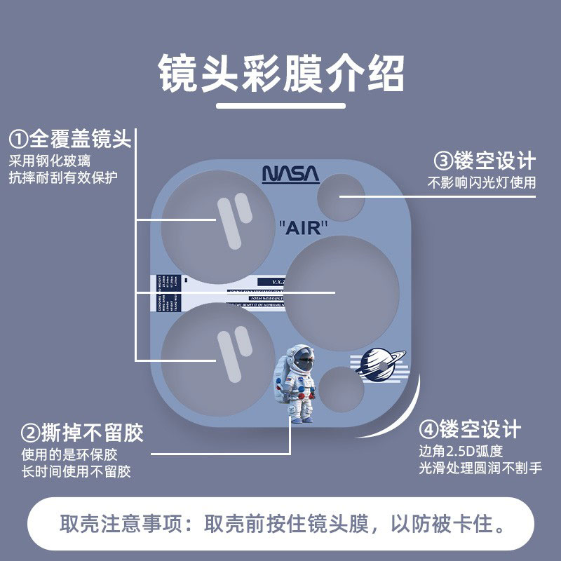 适用苹果14镜头膜卡通iPhone13promax全包覆盖12mini钢化玻璃15plus手机后摄像头圈相机框保护背贴创意定制11 - 图1