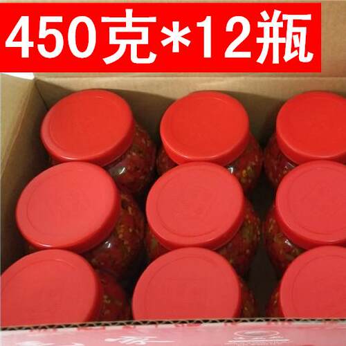 汤妈妈湖南特产韶山毛家食品贡菜脆椒450g*12瓶整箱饭店剁辣椒酱 - 图0