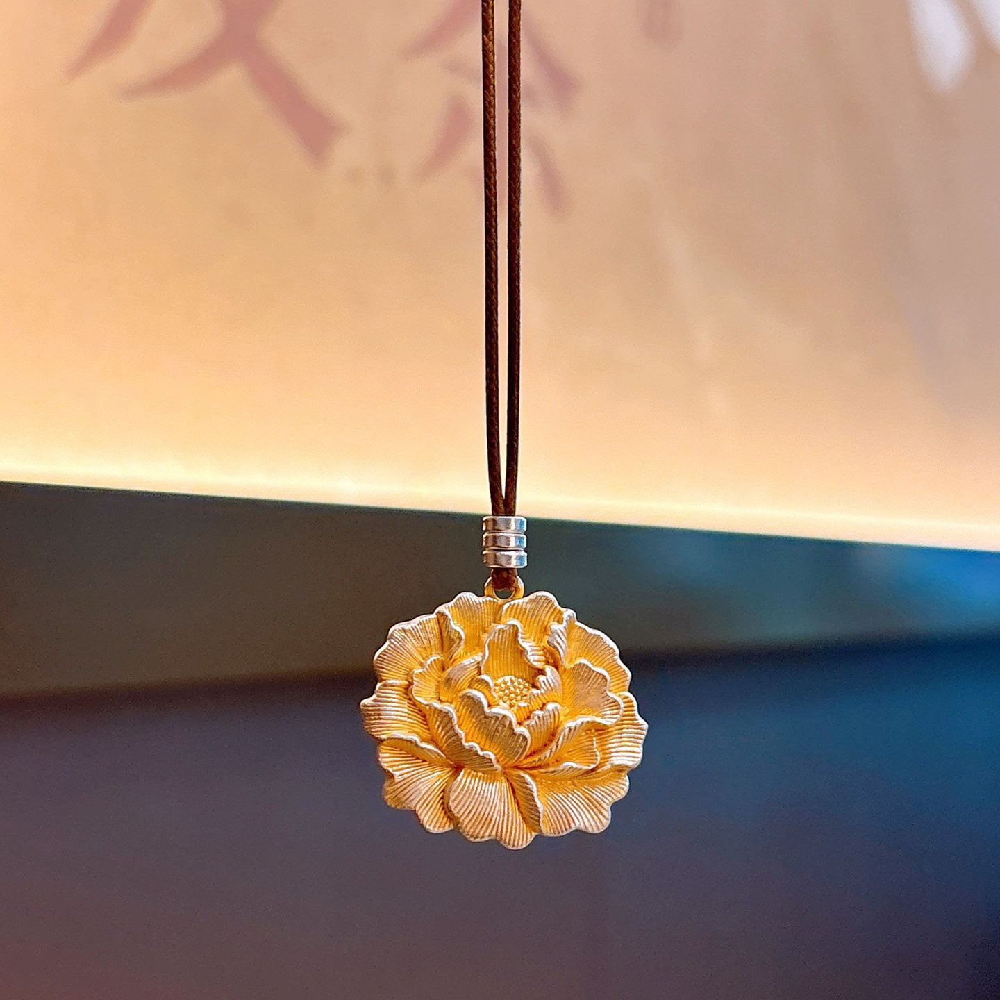 足银999.9描金牡丹花套链国潮吊坠复古风新中式时尚百搭项链,淘宝优惠券,粉丝福利购,淘宝优惠卷