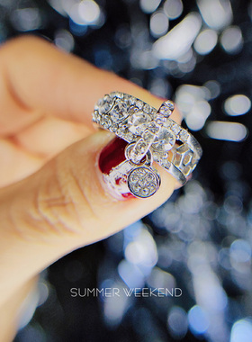 轻奢闪钻ins冷淡风小流苏戒指