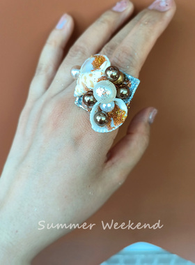 女贝壳海洋天然海螺戒指贝壳