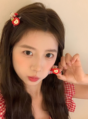 Hi Apple！可爱苹果小号抓夹刘海夹发抓前额碎发夹子边夹少女发饰