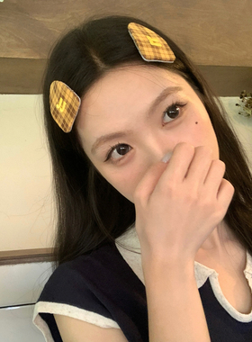 复古学院风格纹三角形BB夹刺绣刘海夹发卡韩系少女边夹发饰头饰