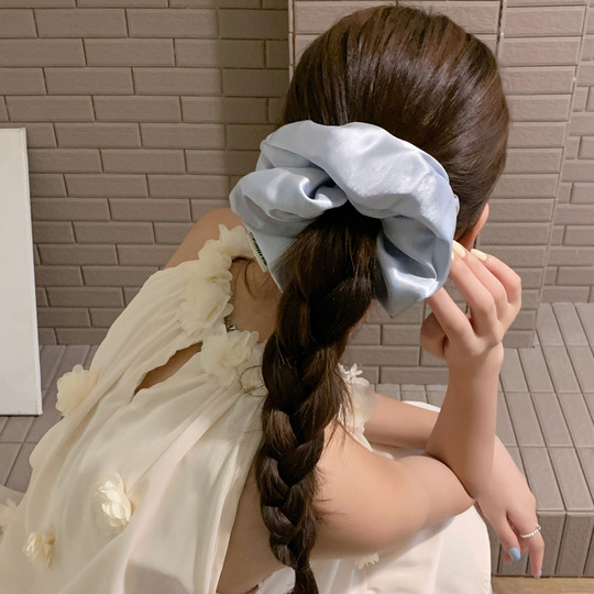 Текстурированная атласная блестящая резинка для волос, высококачественное кольцо для толстой кишки во французском стиле, большая веревка для волос, простые аксессуары для волос с низким хвостом и цветком.