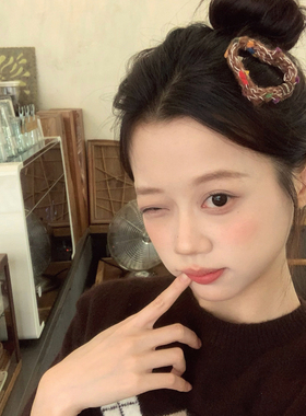 曲奇点点~咖色毛线BB夹刘海夹五角星爱心发卡侧边夹子韩系发饰品