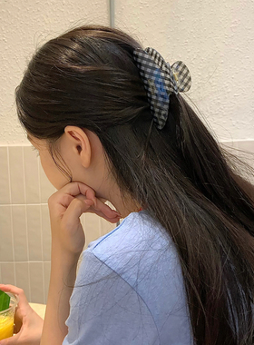 博主同款韩系格子醋酸抓夹高级感弧形发抓后脑勺盘发夹鲨鱼夹发饰