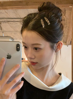 2个装 爆闪满钻刘海夹小号鸭嘴夹水钻发卡前额碎发夹子轻奢发饰女