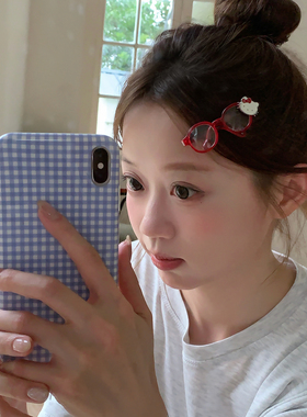 卡通猫咪发夹女创意眼镜造型刘海夹发卡鸭嘴夹前额碎发夹子发饰品