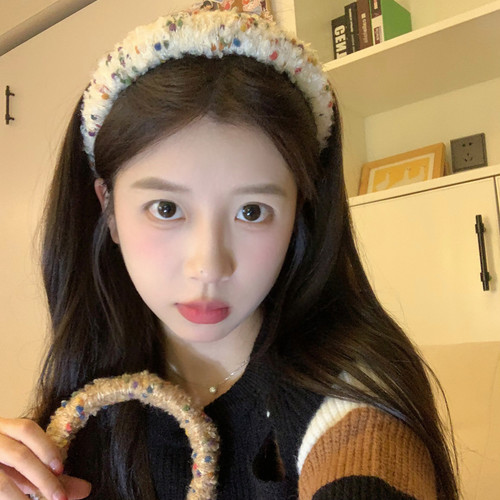 曲奇点点~彩色毛线手工绕织发箍撞色气质百搭网红压发头箍发饰品 - 图2