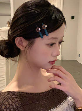 2个装 韩系水钻花朵发夹小号鸭嘴夹化妆夹发卡边夹精致感少女发饰