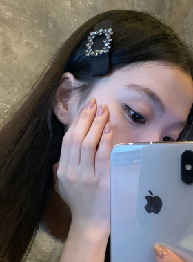 贵女范儿~轻奢灰色方钻一字发夹BB夹高级感碎发刘海夹侧边夹发卡