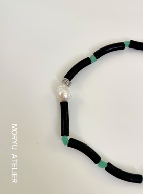 空山苍苔黑檀矿石手工多元素项链