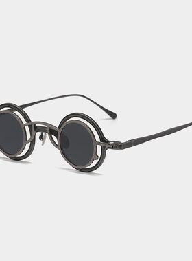 复古圆框墨镜女高级感小众眼镜潮磁吸套镜定制高度数眼镜框嘻哈镜