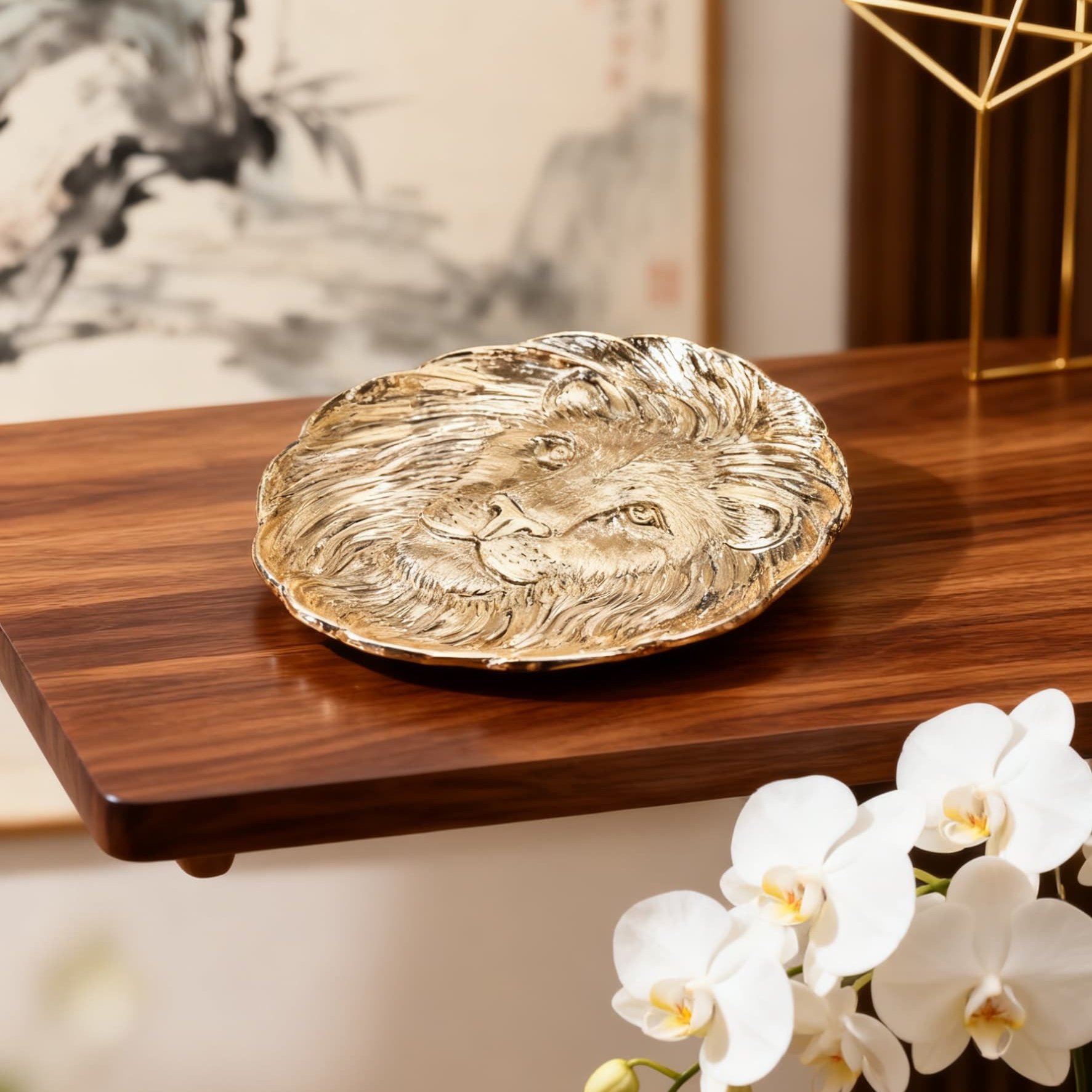 梵凡艺术「饰界•静藏」金色立体浮雕狮子小托盘首饰盘摆件高级感,淘宝优惠券,粉丝福利购,淘宝优惠卷