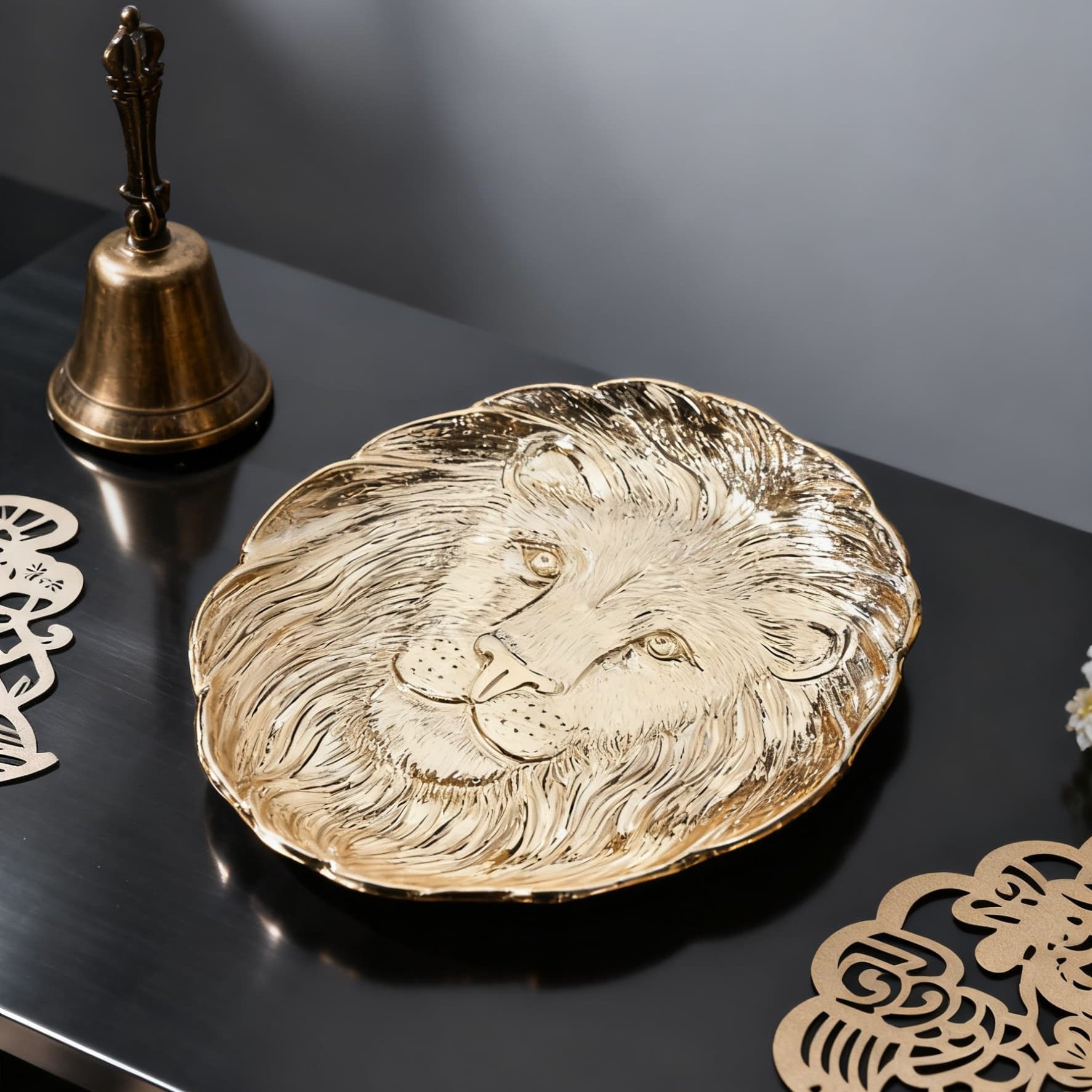 梵凡艺术「饰界•静藏」金色立体浮雕狮子小托盘首饰盘摆件高级感,淘宝优惠券,粉丝福利购,淘宝优惠卷