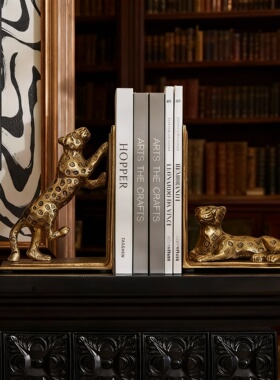 轻奢豹子造型树脂书挡桌面摆件