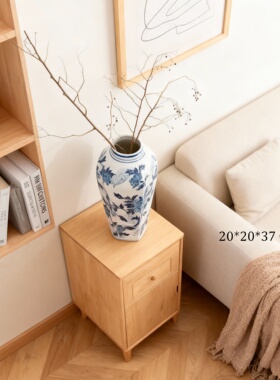 新中式青花瓷手绘花鸟花瓶摆件