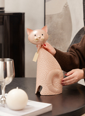 简约现代可爱猫咪铁艺桌面摆件