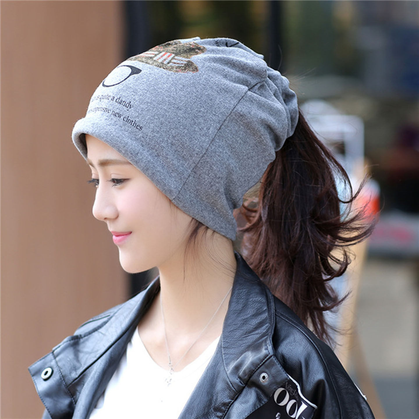 潮流帽子女秋冬季保暖休闲印花套头帽两用围脖套堆堆帽包头月子帽,淘宝优惠券,粉丝福利购,淘宝优惠卷