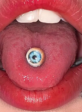 深渊凝视怪诞眼睛包胶舌钉钛钢舌