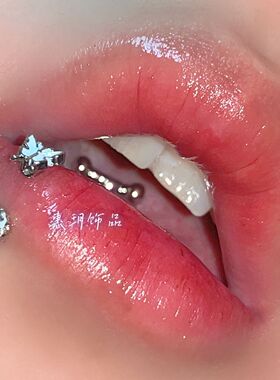 唇环蝴蝶泥巴球唇环超闪滴油细闪
