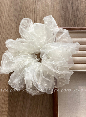 温柔风超大蓬松网纱波点发圈超仙