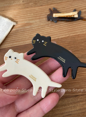 可爱猫咪醋酸发夹女高级感鸭嘴夹