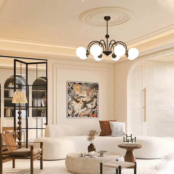 French retro black chandelier living room lamp vintage