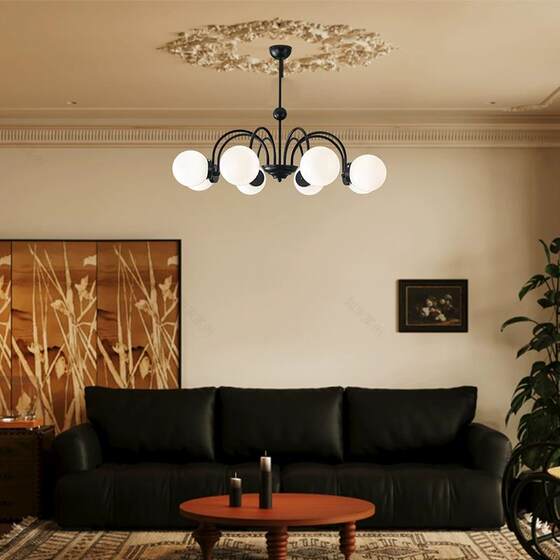 French retro black chandelier living room lamp vintage